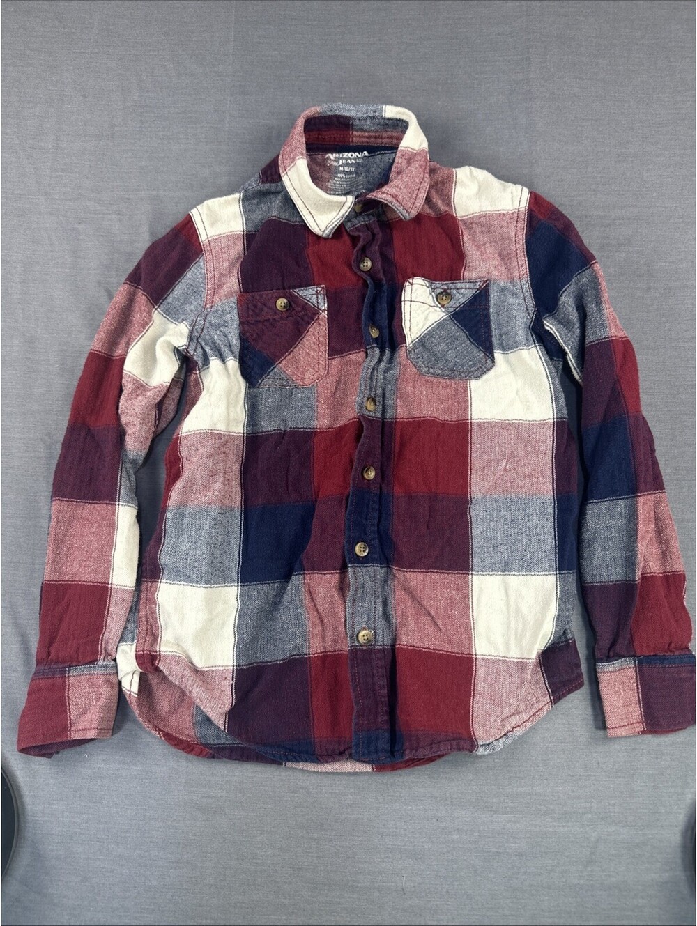 Arizona Jean Co Boys 10/12 Plaid Button Up Shirt Long Sleeve